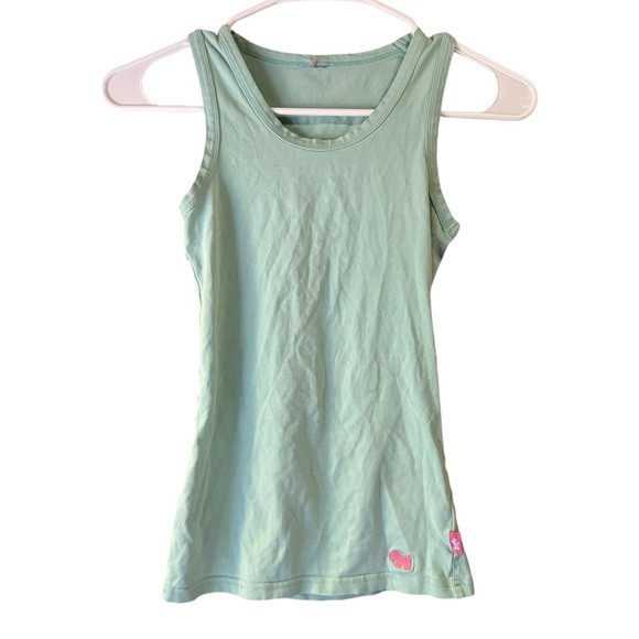 🦩5/$30🦩 Girls Mint Green With Hot Pink Decal Tank Top - Picture 1 of 3